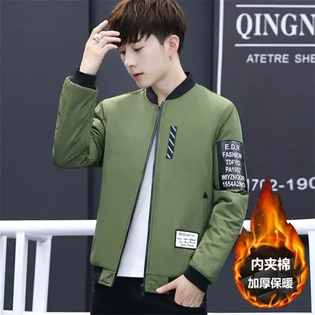 男士外套2025新款秋冬季上衣服潮流男装加棉加厚韩版修身帅气夹克商品大图