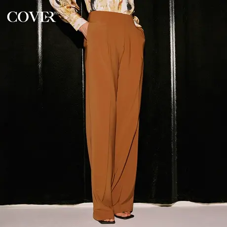 COVER秋季中高腰直筒美拉德休闲裤图片