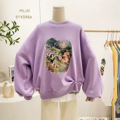 韩国东大门卫衣2022早春新款慵懒港味原宿风休闲宽松小众卫衣大码图片