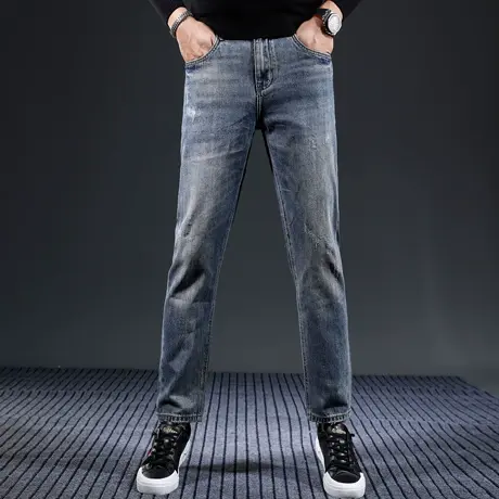 宽松牛仔裤男2023新款秋冬季潮牌男士高端百搭潮流休闲直筒裤子男商品大图