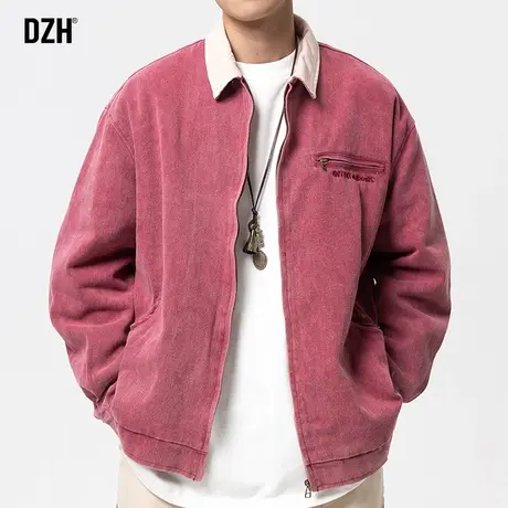 男士港风翻领外套男春秋高级感痞帅2023新款纯棉工装夹克休闲上衣商品大图