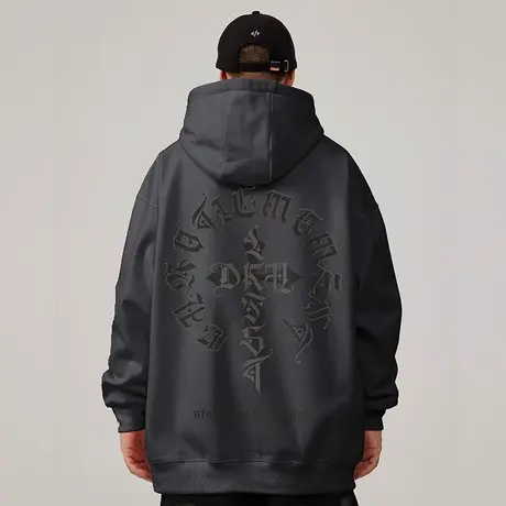 2024美式复古嘻哈大码卫衣男装ins纯棉重磅做旧高街外套加绒春秋商品大图