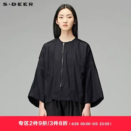 sdeer圣迪奥秋装新款女哥特风拉链门襟长袖外套S18182211🍾图片