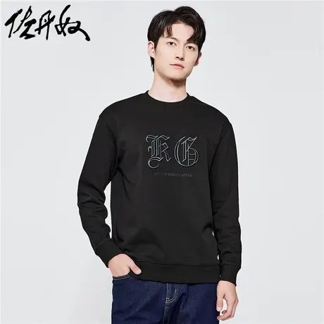 佐丹奴外套男装立体刺绣宽松落肩圆领套头卫衣 18022701商品大图