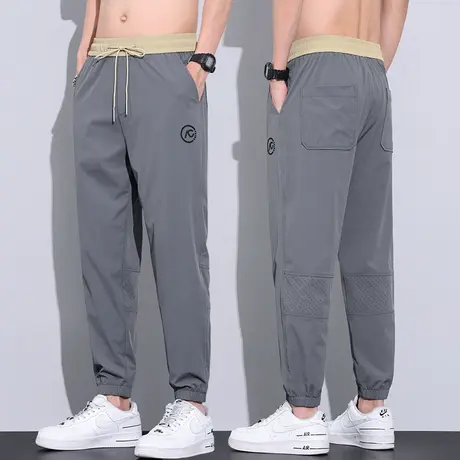 冰丝速干运动休闲裤男士夏季薄款弹力束脚宽松夏天九分夏裤男裤子商品大图