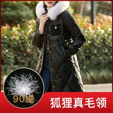 时尚小香风狐狸毛领羽绒服2021年秋冬季新款女士气质修身加厚外套商品大图