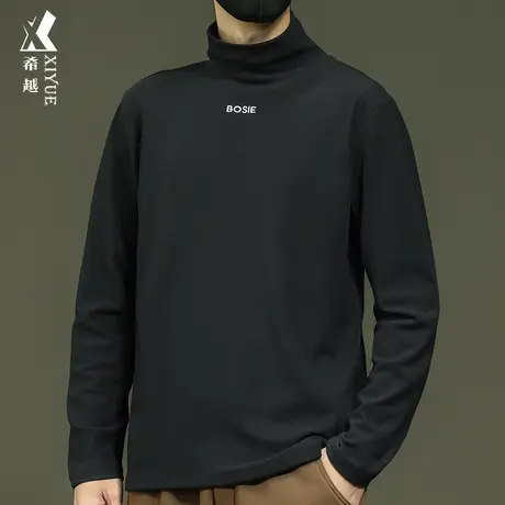希越春秋防寒高领T恤男保暖德绒长袖打底衫宽松大码男士内穿春装图片