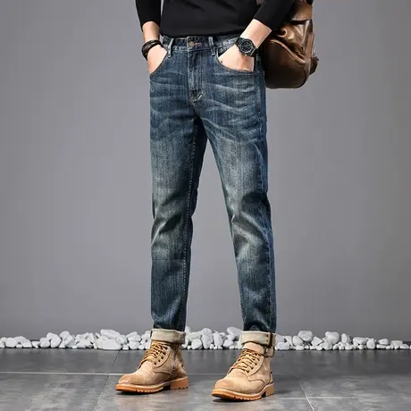 美式高街牛仔裤直筒牛仔裤男款男士休闲小脚男款高档休闲牛仔裤商品大图
