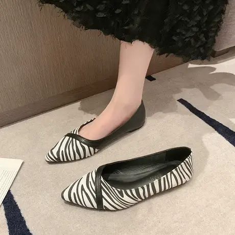 女鞋2024秋冬季新款网红百搭仙女风尖头平底单鞋浅口轻便软底瓢鞋商品大图