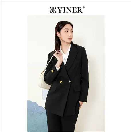 *Goodland女装2022秋季新款一粒扣正装主持人西装外套商品大图