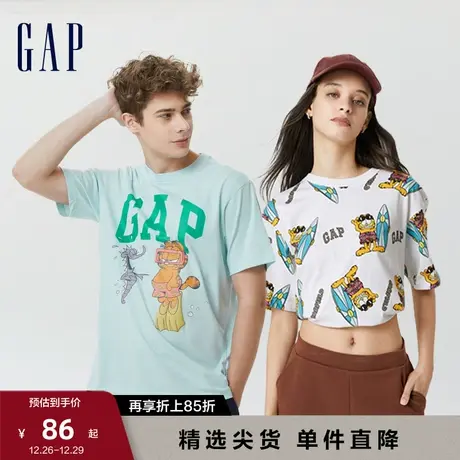 【加菲猫联名】Gap男女装纯棉轻薄短袖T恤情侣装休闲上衣714983图片