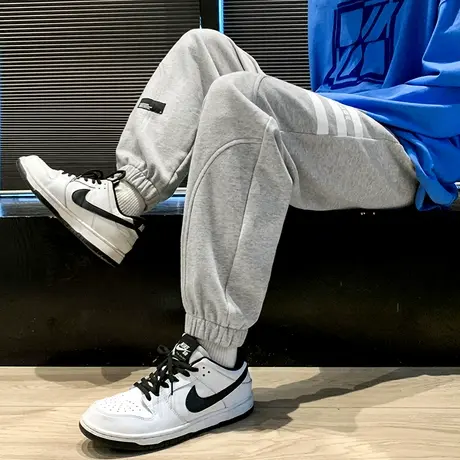 卫裤男韩版潮流秋季宽松设计感运动休闲裤潮牌港风情侣束脚长裤子商品大图