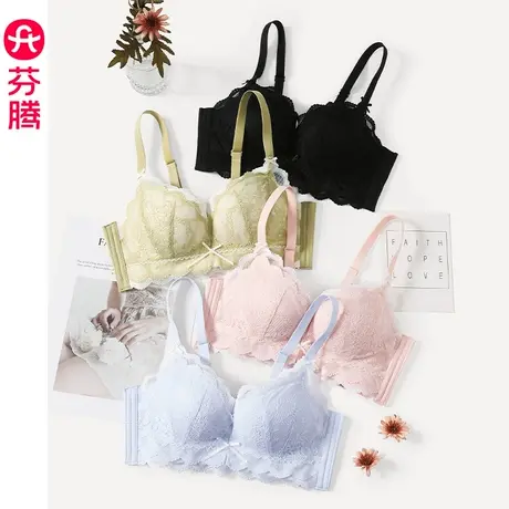 芬腾内衣女无钢圈聚拢上托防下垂胸罩性感蕾丝收副乳舒适透气文胸商品大图