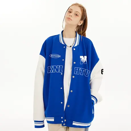 欧美潮流中性风字母棒球服夹克外套男女同款oversize潮牌秋冬季潮商品大图