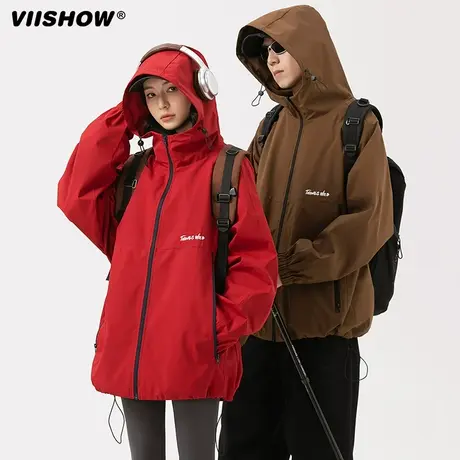 VIISHOW美式黑色机能冲锋外套男春秋户外运动工装夹克痞帅上衣商品大图