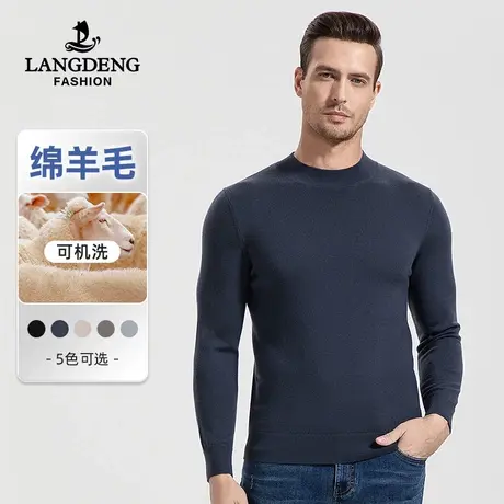 【可机洗】浪登男士保暖纯羊毛衫2022秋冬新款半高领百搭针织衫男图片