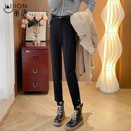 黑色直筒西装裤女春秋2024新款垂感大码九分小个子职业休闲烟管裤图片