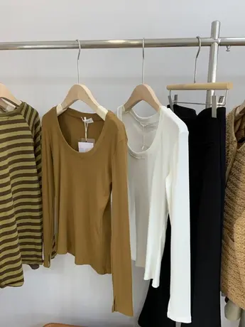 2024春秋新款打底衫女韩版修身圆领弹力修身ins潮螺纹棉低领上衣商品大图