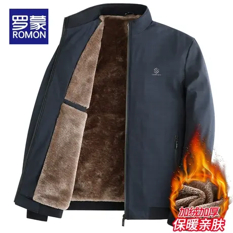 罗蒙男士外套秋冬季加绒加厚中老年爸爸装夹克男2023新款保暖上衣商品大图