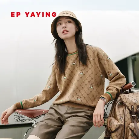 EP YAYING雅莹女装 美利奴羊毛 复古菱格针织衫 商场同款9535A商品大图