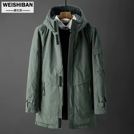 威仕班棉服男休闲帅气冬装连帽中长款棉衣保暖冬天外套加厚棉袄潮图片
