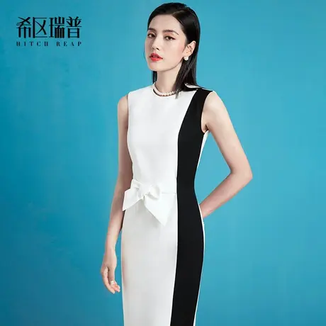 希区瑞普高端小众独立设计连衣裙2023夏职场女装气质名媛修身白色图片