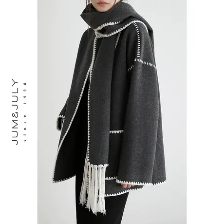 【反季清仓价仅399】毛呢外套女小个子宽松呢大衣高级韩系送围巾图片