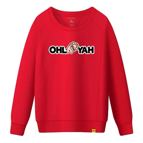 Ohlyah卫衣女加绒加厚情侣装猪年本命年红色韩版宽松外套班服定制商品大图