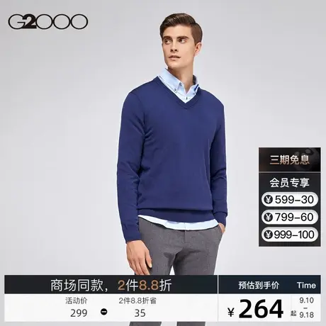 G2000男装 商场同款秋冬新款休闲通勤V领套头毛衣百搭针织衫图片