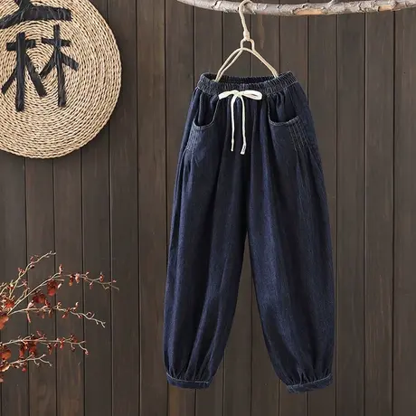 枫谜2023新款复古个性高腰宽松显瘦休闲老爹裤百搭牛仔裤图片