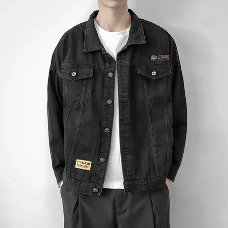 秋季牛仔外套男春秋韩版潮流宽松ins夹克男大码衣服工装外套潮牌商品大图
