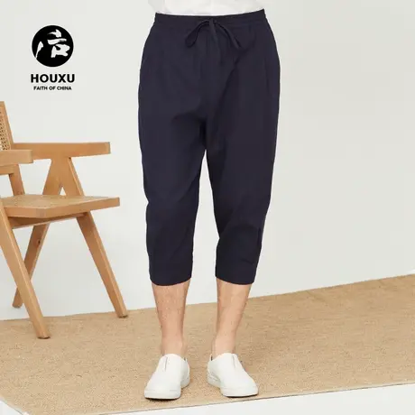 后序亚麻短裤男七分裤宽松小脚收腿夏季中国风男裤子 棉麻短裤男商品大图