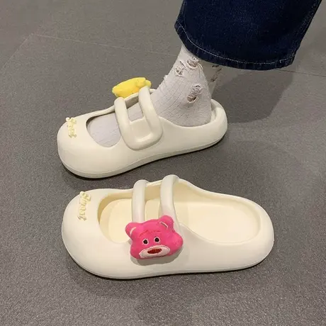 可爱拖鞋女夏2023新款外穿草莓熊踩屎感网红ins超火家居潮牌凉鞋图片