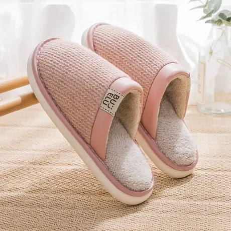 软底棉拖鞋女秋冬季简约情侣室内家居毛绒保暖地板防滑包头拖鞋男商品大图