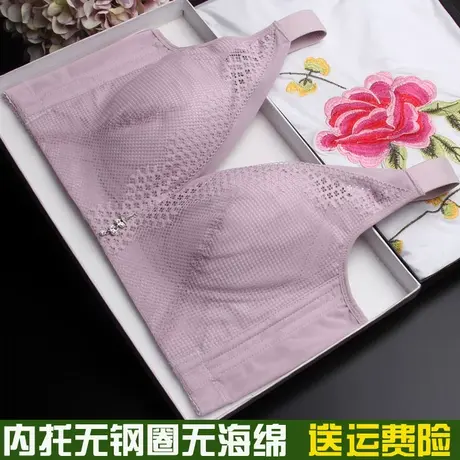 无钢圈无海绵显胸小内衣大码文胸薄款胖mm调整型聚拢收副乳薄模杯图片