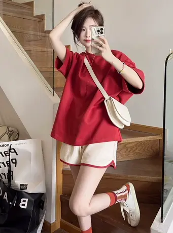 纯棉睡衣女夏天网红风小个子可爱短袖短裤两件套装休闲家居服夏季图片