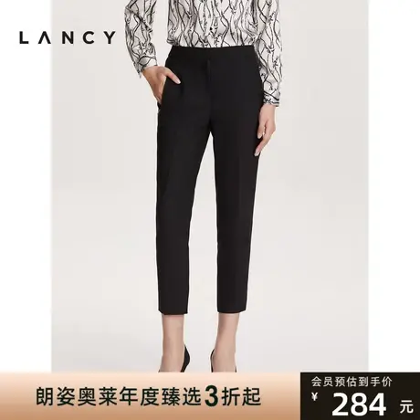 [特价]朗姿集团奥莱清仓特卖正装西裤女秋冬季高腰直筒黑色九分裤商品大图