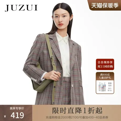 JZ玖姿春秋新款复古帅气休闲合身通勤日常女西装外套商品大图
