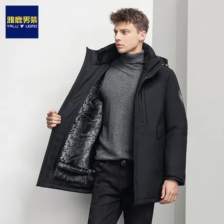 雅鹿男装冬季加厚连帽短款羽绒服男士可拆卸内胆潮流保暖鸭绒外套商品大图