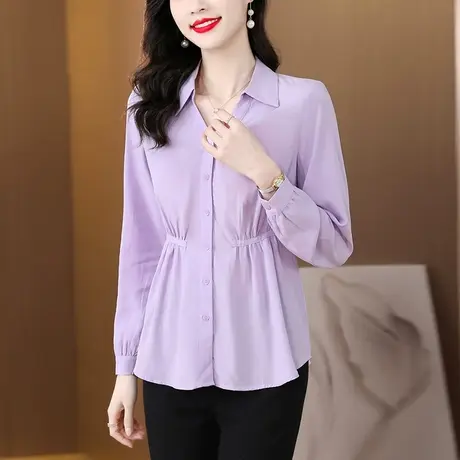 别致漂亮衬衫女秋季2023年新款女士宽松气质设计感宽松收腰衬衣女商品大图