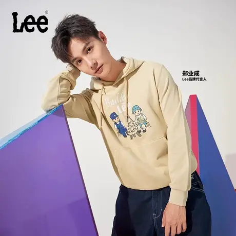 【郑业成同款】Lee23秋冬新品buddy Lee标准连帽长袖男女同款卫衣图片