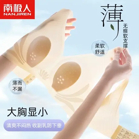 南极人内衣女大胸显小聚拢无钢圈兔耳朵无痕收副乳防下垂薄款文胸图片