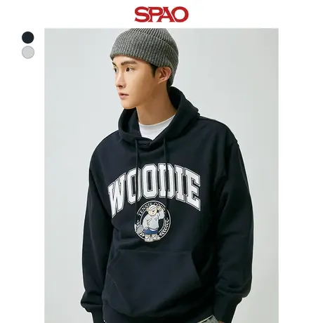 SPAO韩国同款2023年秋季新款男女同款连帽套头卫衣SPMHD23C21图片