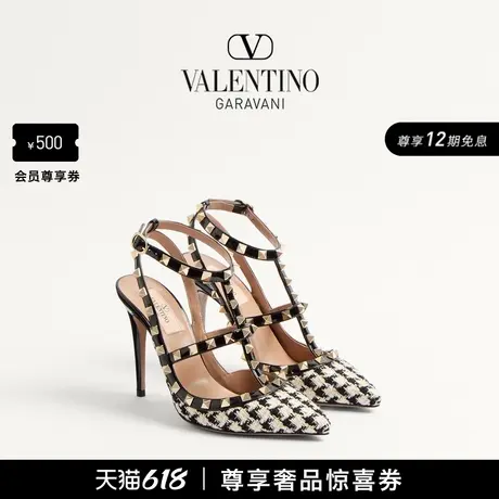 [12期免息]华伦天奴VALENTINO女士 ROCKSTUD 千鸟格高跟鞋凉鞋商品大图
