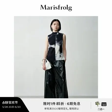 【艺术匠坊】玛丝菲尔秋时尚艺术花稿修身无袖针织背心女图片