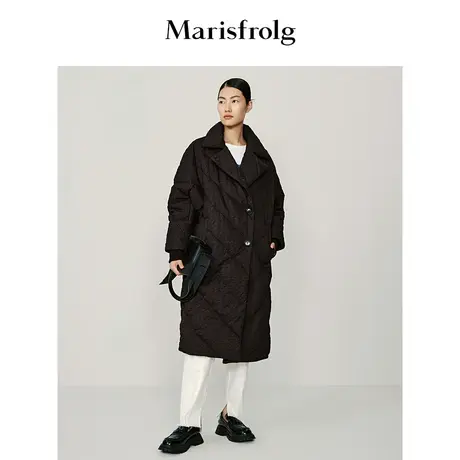 【商场同款】玛丝菲尔2023年冬季新款肌理感黑色零压轻薄羽绒服商品大图