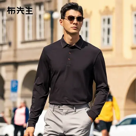 MrBu布先生暖燚绒蓄热锁温长袖t恤2025春新款撞色衬衫领BT15322图片