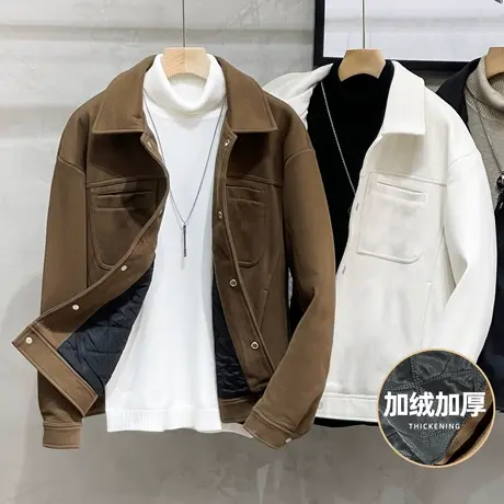 毛呢外套男秋冬2023新款商务短款呢大衣休闲西装加厚男士夹克冬季图片