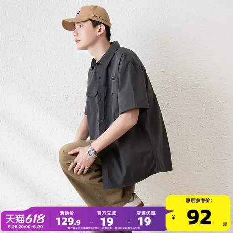 唐狮2025夏季新款短袖衬衫男日系宽松休闲港风百搭复古衬衣外套男商品大图