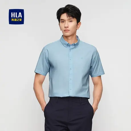 HLA/海澜之家时尚条纹短袖衬衫2025春夏新款舒适透气简约上衣男图片